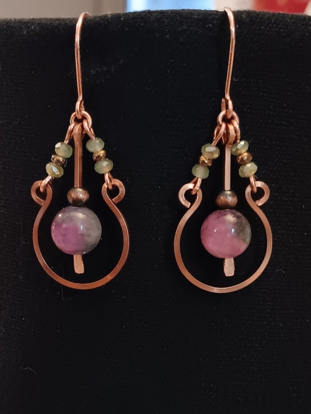 2 for $12 -Beautiful copper chandelier beaded earrings!